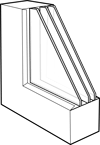Triple-glazed insulated glass (painted white)