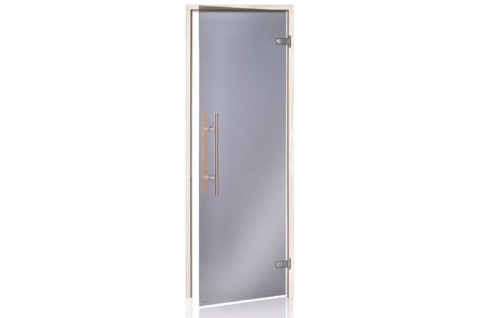 Badstudør Scan Light Premium – Røkfarget glass med dørkarm i osp 6 x 19 