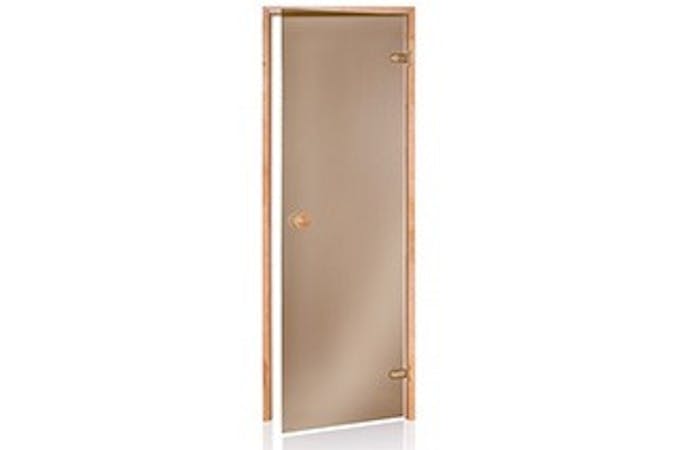Badstudør Scan – Bronskfarget glass med dørkarm i osp 7 x 21