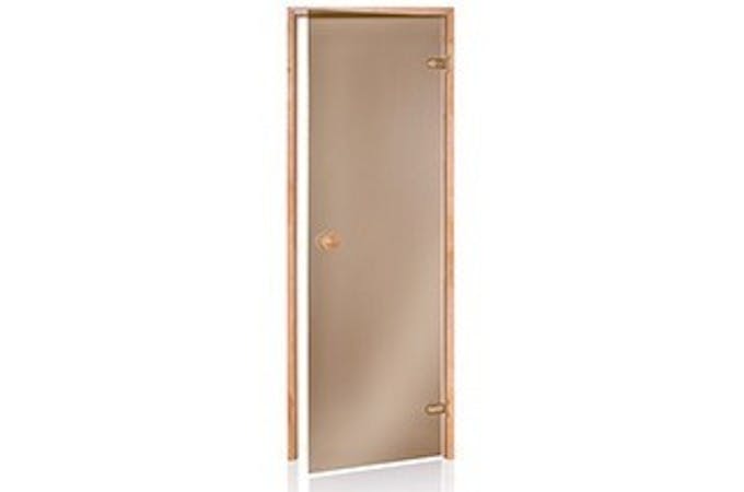 Badstudør Scan – Bronsjefarget glass med dørkarm i osp 8 x 21