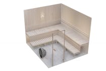 Badsturom 8 kvm - Benker og panel i osp